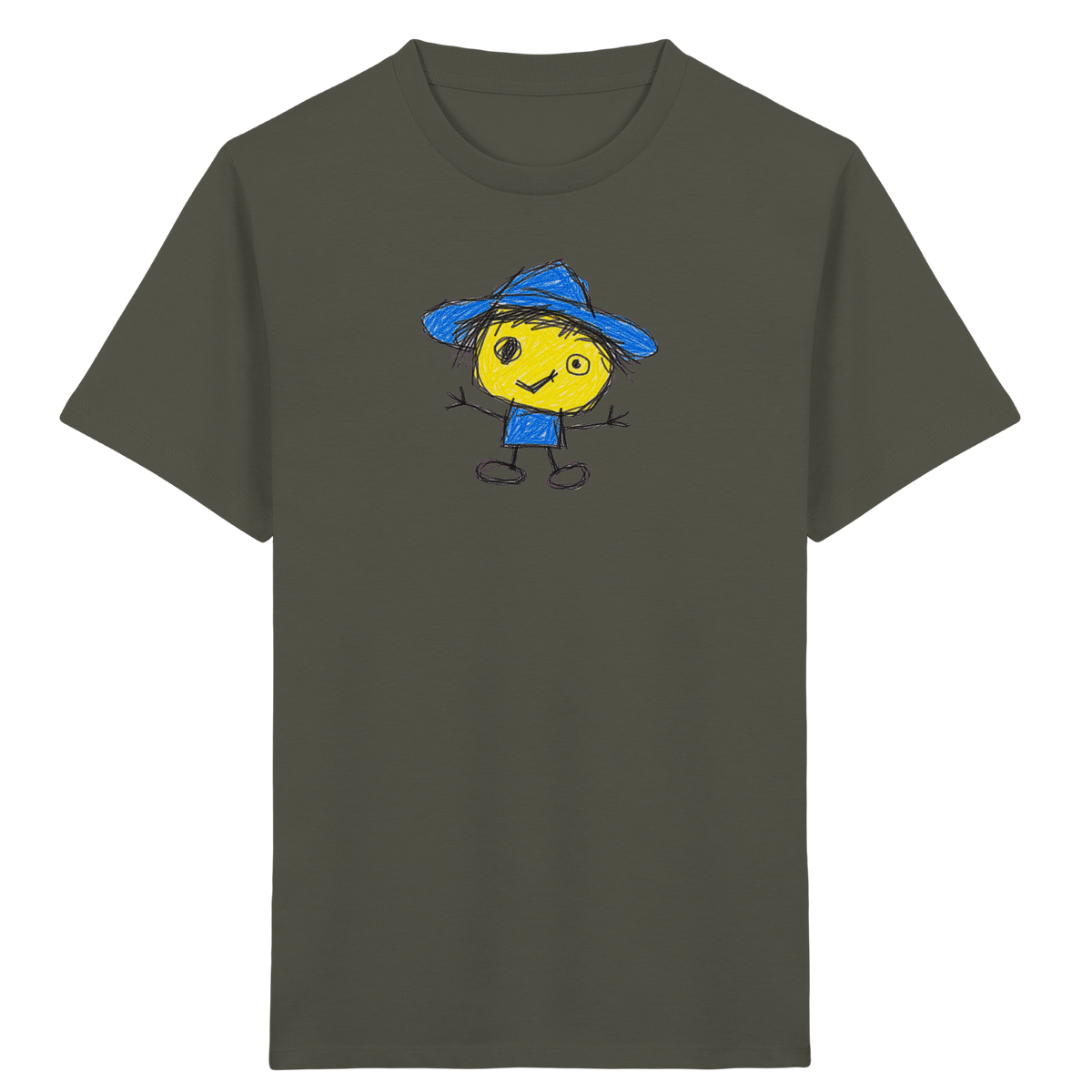 Kritzelkopf mit blauem Regenhut - Kinder Bio T-Shirt