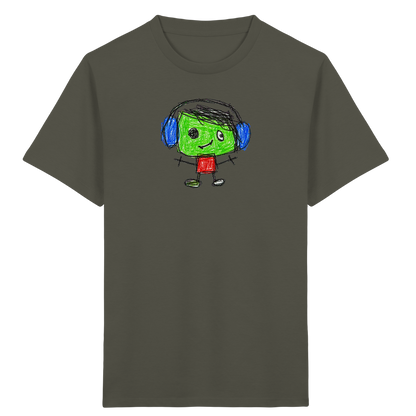 Kritzelkopf mit blauen Ohrenschützern - Kinder Bio T-Shirt