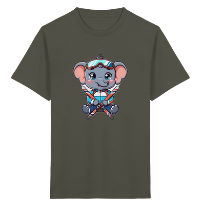 Kinder-T-Shirt mit skifahrendem Elefanten