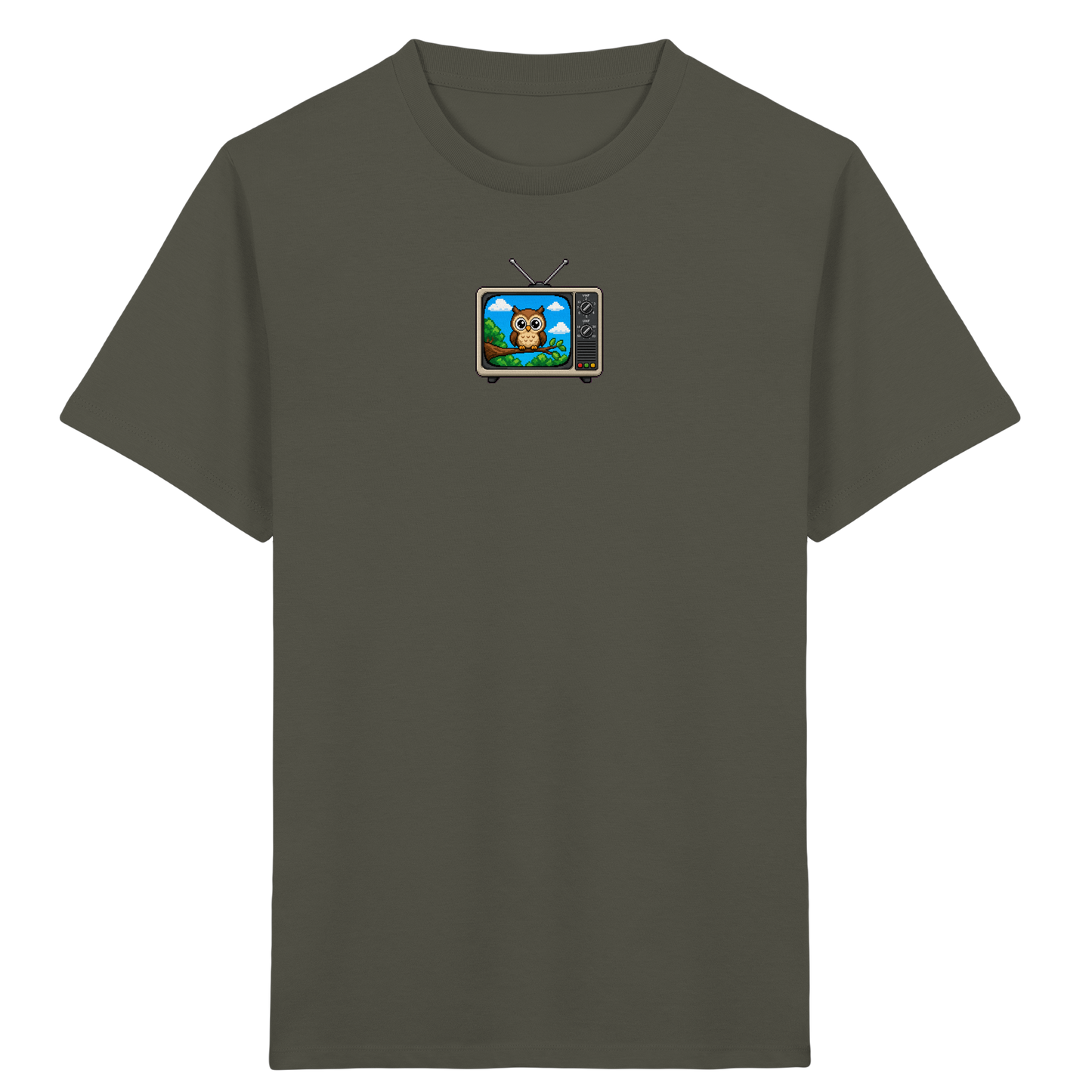 Pixel Eule im Retro-Fernseher Kinder T-Shirt - Kinder Bio T-Shirt