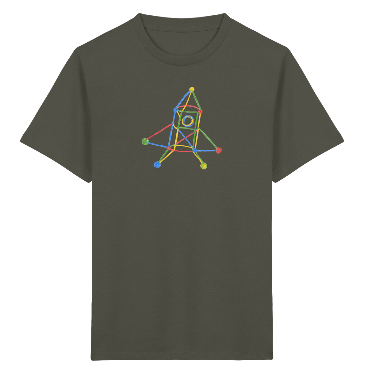 Bunte Rakete mit Farbpunkten - Kinder Bio T-Shirt