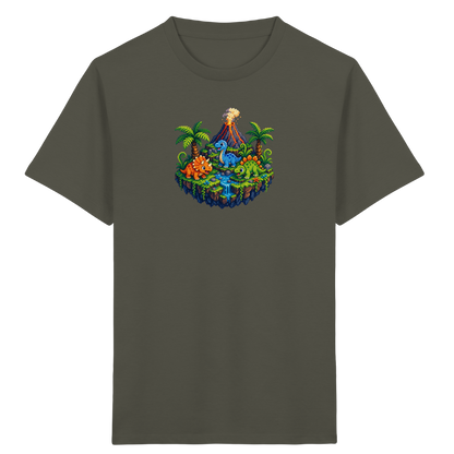 Cooles Dino Pixel Insel T-Shirt - Kinder Bio T-Shirt