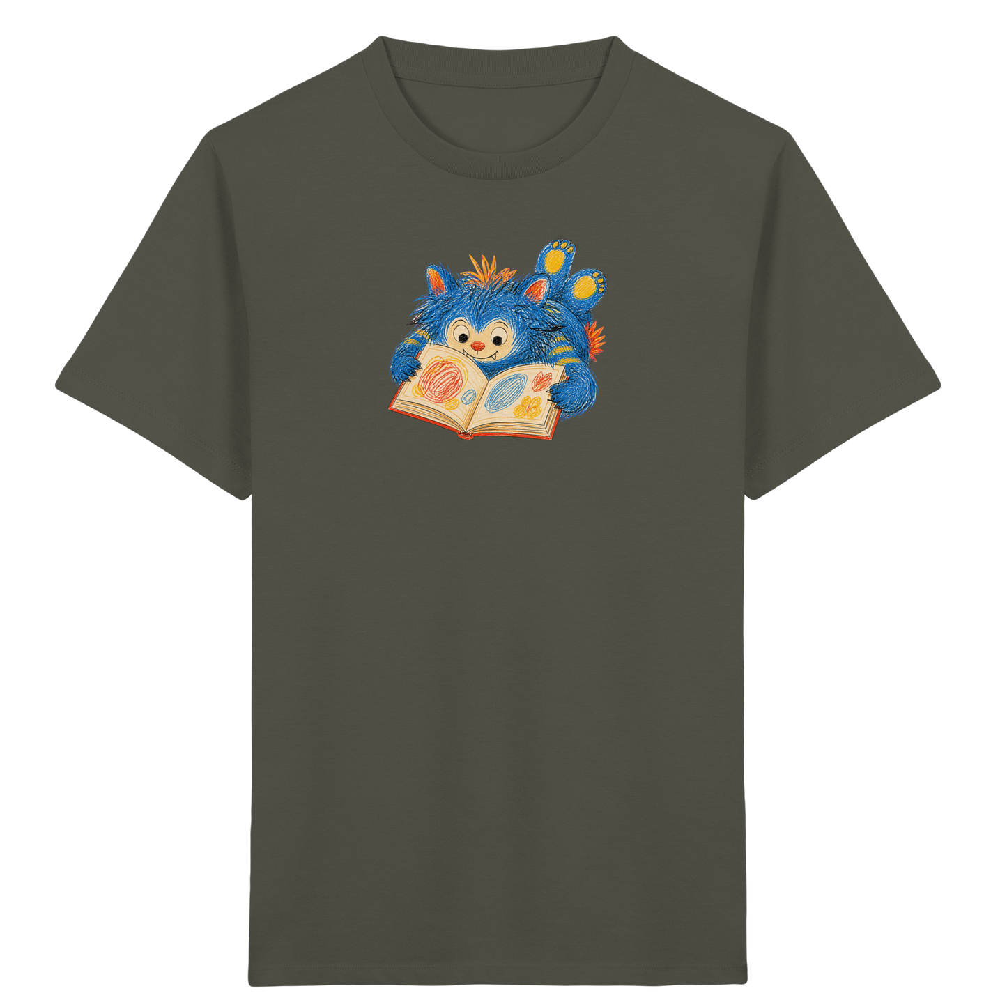 Bücherwurm Monster liest Bilderbuch - Kinder Bio T-Shirt