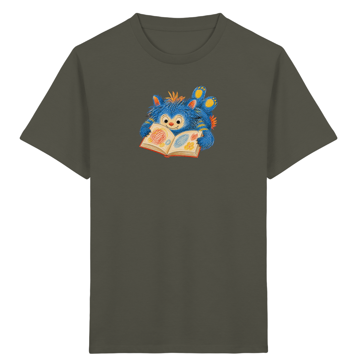 Bücherwurm Monster liest Bilderbuch - Kinder Bio T-Shirt