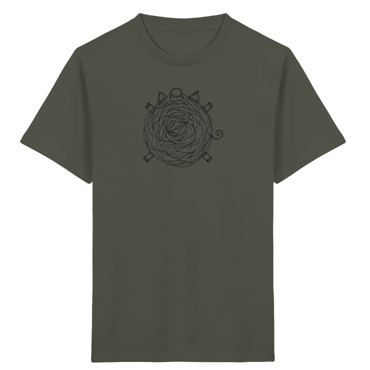 Schwein von oben Kritzelmotiv - Kinder Bio T-Shirt