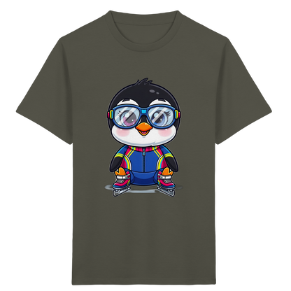 Pinguin auf Schlittschuhen – Kinder Bio-T-Shirt
