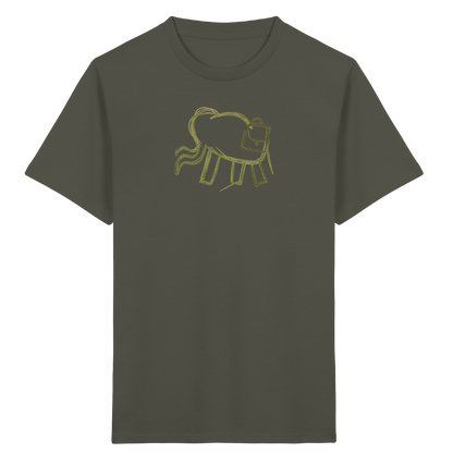 Grüner Wackelelefant mit Ranzen - Kinder Bio T-Shirt