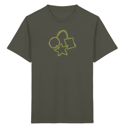Grüne Formenfamilie mit Ranzen - Kinder Bio T-Shirt