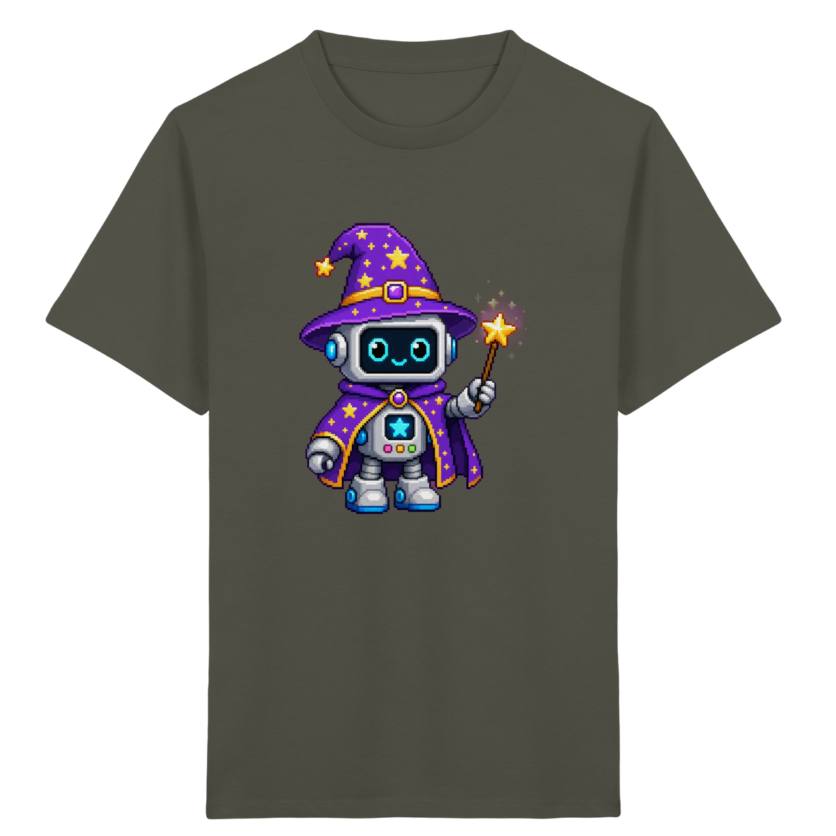 Pixel Roboter Zauberer T-Shirt: Magischer Spaß - Kinder Bio T-Shirt