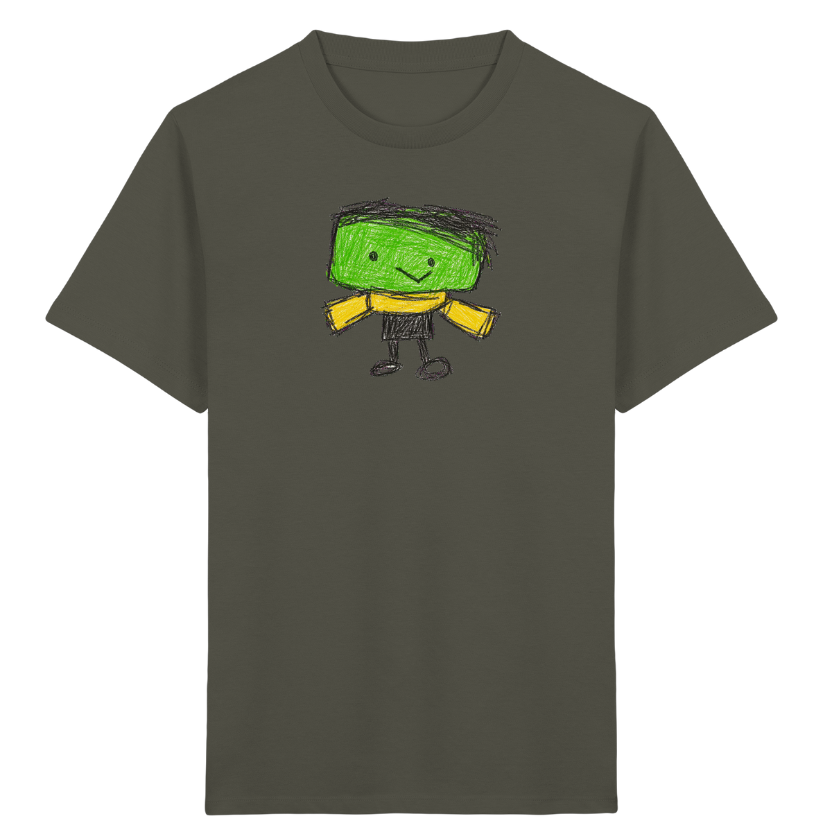 Kritzelkopf mit gelbem Schal - Kinder Bio T-Shirt