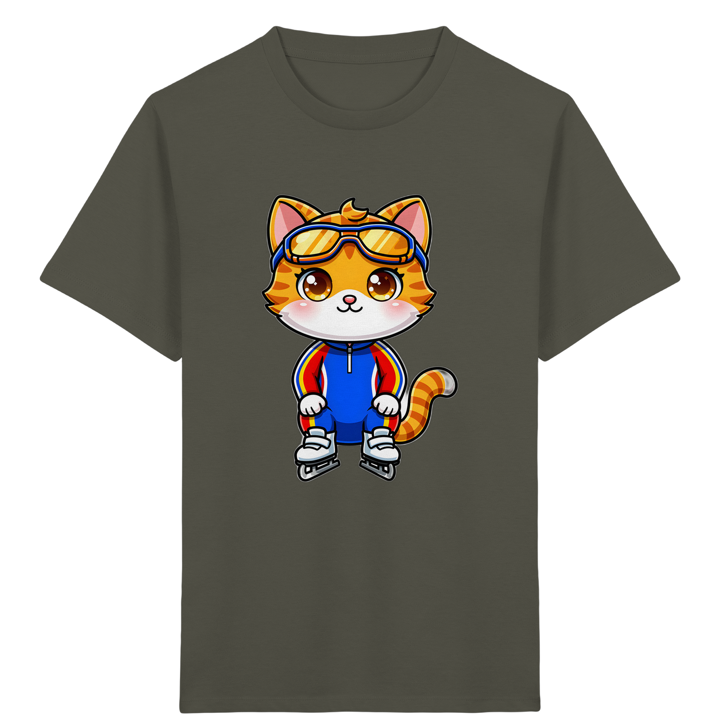 Katze auf Schlittschuhen: Sportliches Kinder-T-Shirt