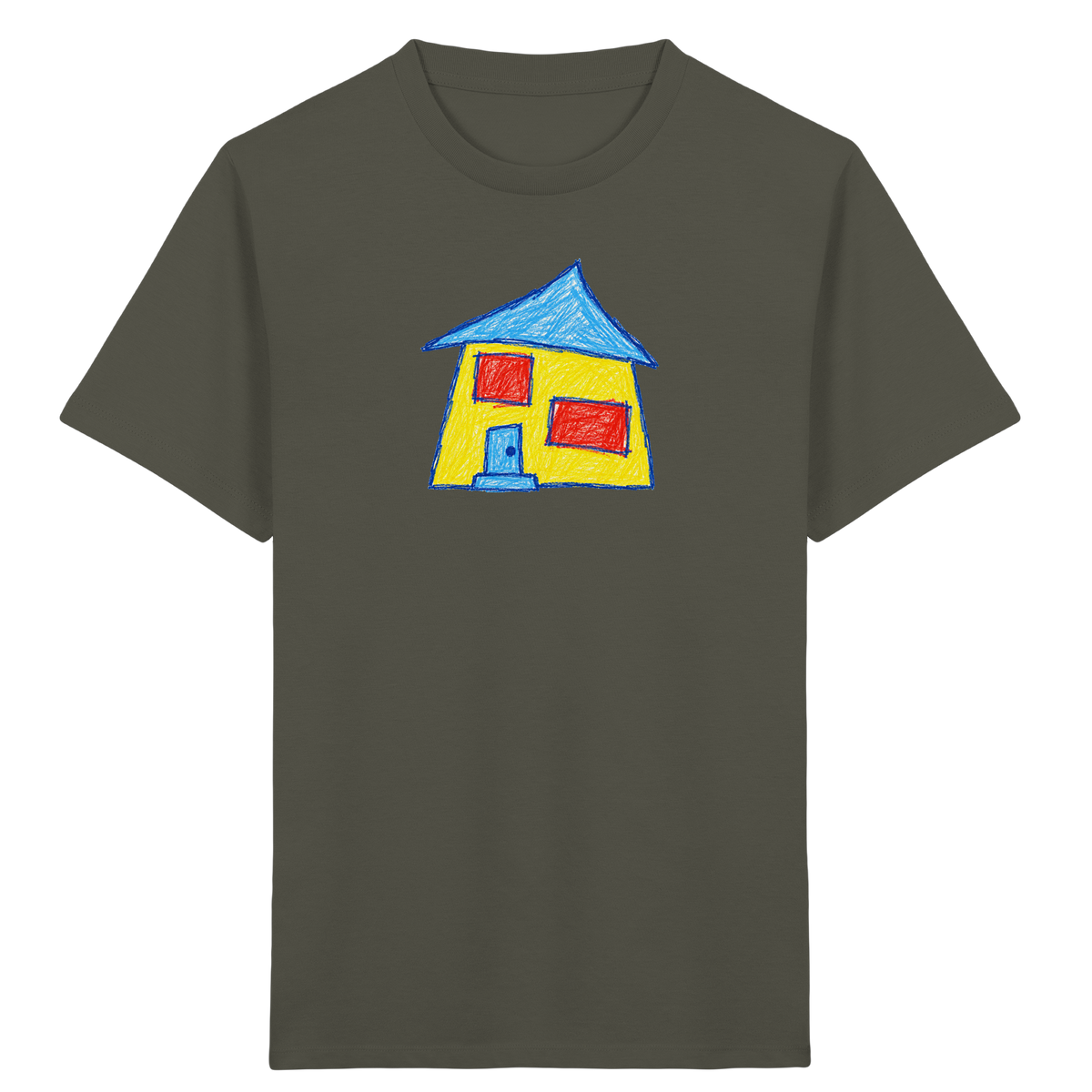 Gelbes Haus mit Doppelfenstern - Kinder Bio T-Shirt