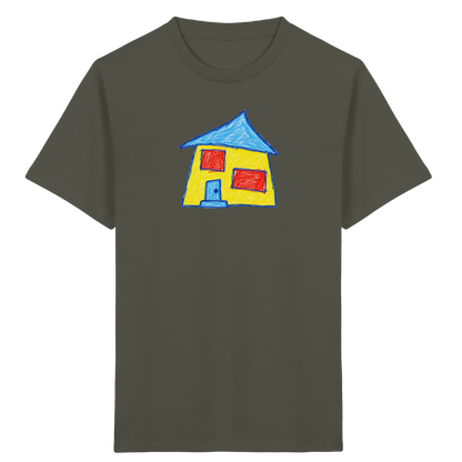 Gelbes Haus mit Doppelfenstern - Kinder Bio T-Shirt