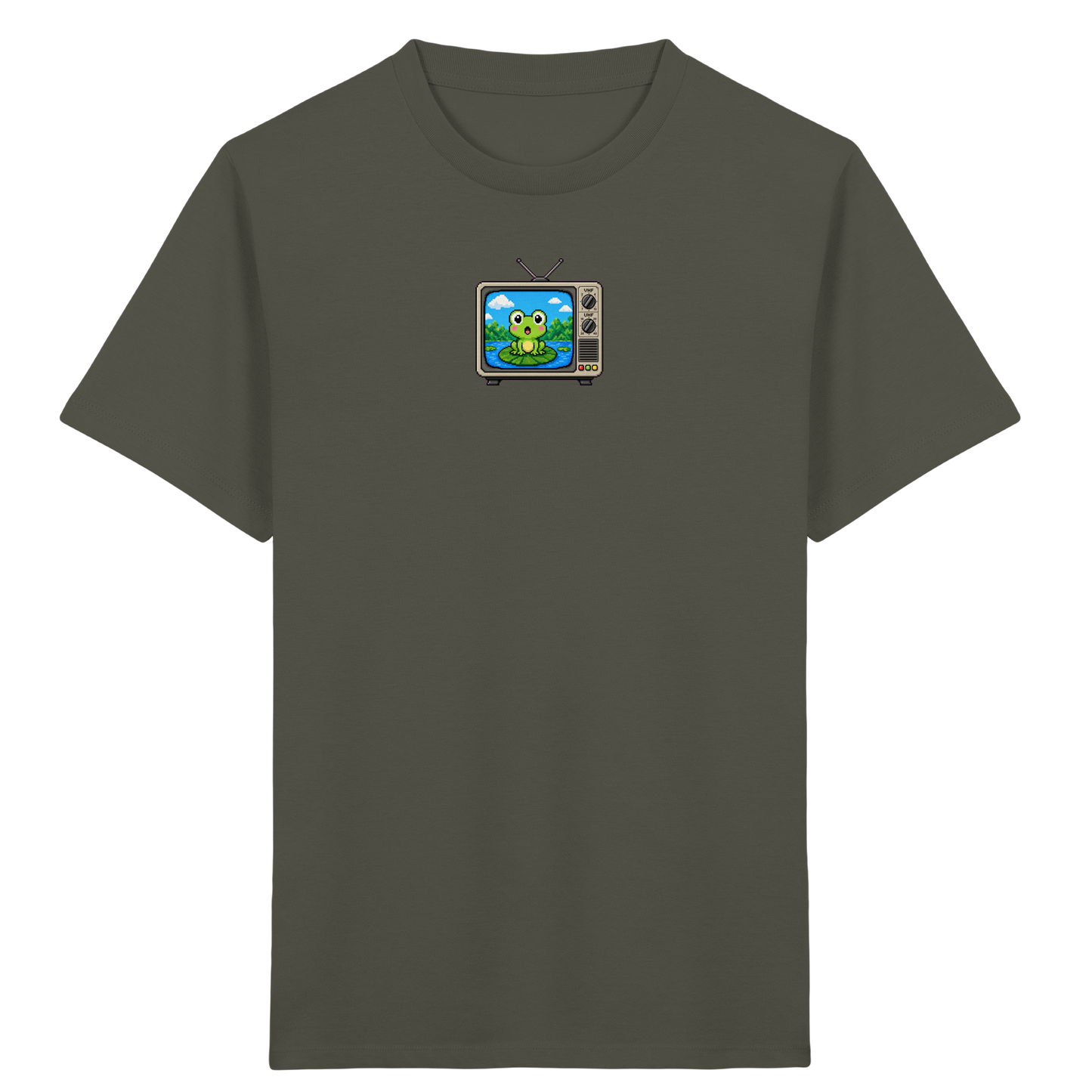 Pixel Frosch im Retro Fernseher - Kinder Bio T-Shirt