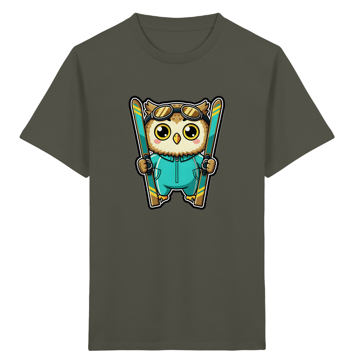 Niedliche Eule auf Skiern T-Shirt - Kinder Bio T-Shirt