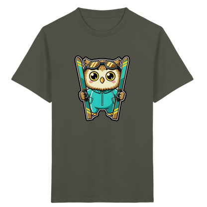 Niedliche Eule auf Skiern T-Shirt - Kinder Bio T-Shirt