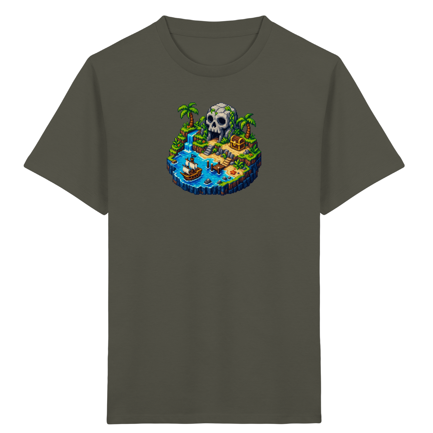 Abenteuerliches Pirateninsel Pixel Art T-Shirt - Kinder Bio T-Shirt