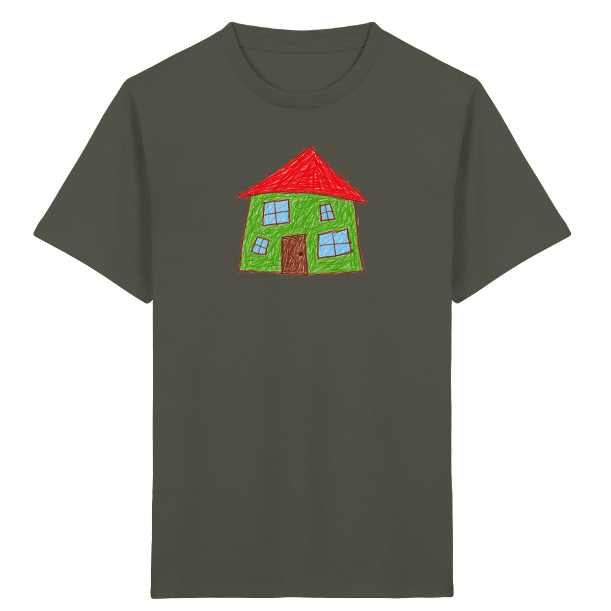 Grünes Haus mit vier Fenstern - Kinder Bio T-Shirt