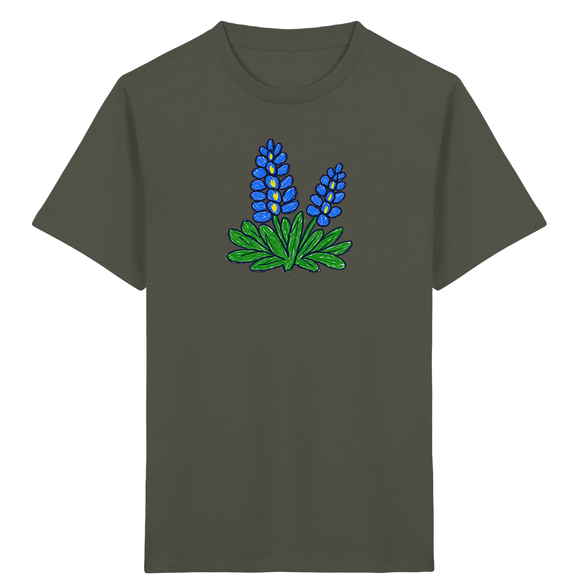Blaue Kritzel-Lupine für Kinder - Kinder Bio T-Shirt