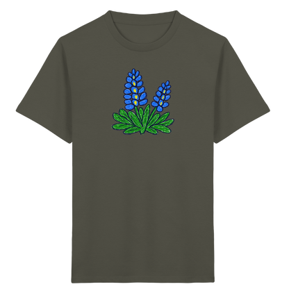 Blaue Kritzel-Lupine für Kinder - Kinder Bio T-Shirt