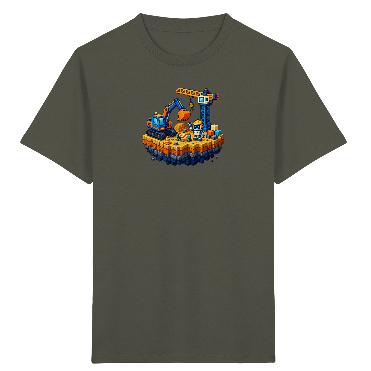 Niedliches Roboter Bagger Pixel T-Shirt - Kinder Bio T-Shirt