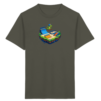 Cooles Skater Dinosaurier Pixel Shirt - Kinder Bio T-Shirt