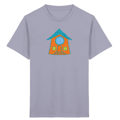 Orangefarbenes Rundfensterhaus für Kinder - Kinder Bio T-Shirt