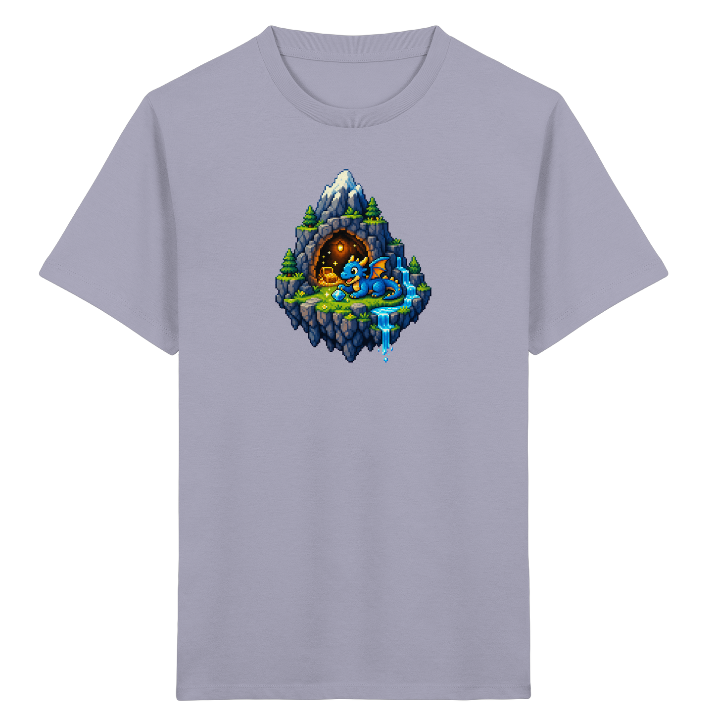 Magischer Pixel Drache Schatz Insel - Kinder Bio T-Shirt