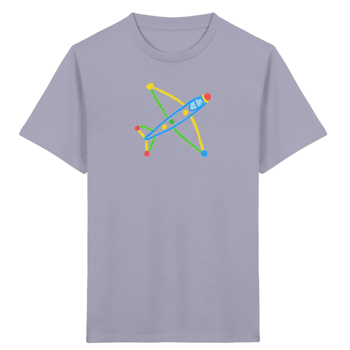 Buntes Flugzeug mit Farbpunkten - Kinder Bio T-Shirt