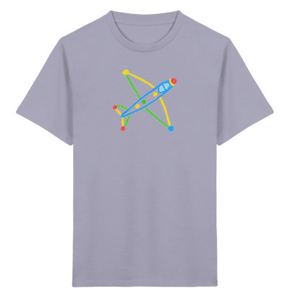 Buntes Flugzeug mit Farbpunkten - Kinder Bio T-Shirt