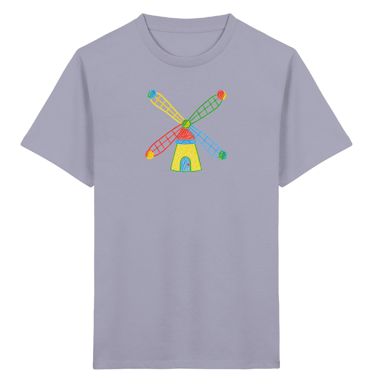 Bunte Windmühle mit Farbpunkten - Kinder Bio T-Shirt