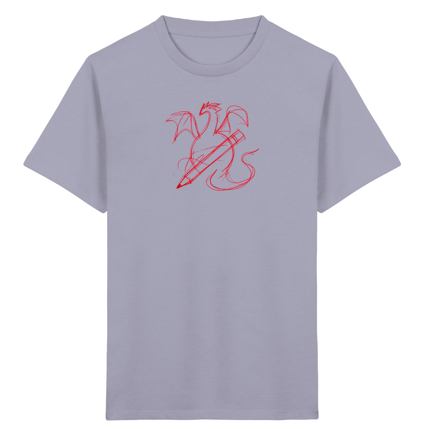 Ziegelroter Krakeldrache mit Bleistift - Kinder Bio T-Shirt