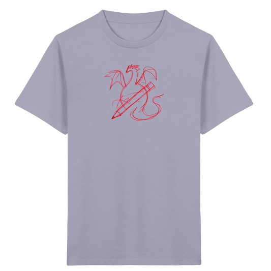 Ziegelroter Krakeldrache mit Bleistift - Kinder Bio T-Shirt