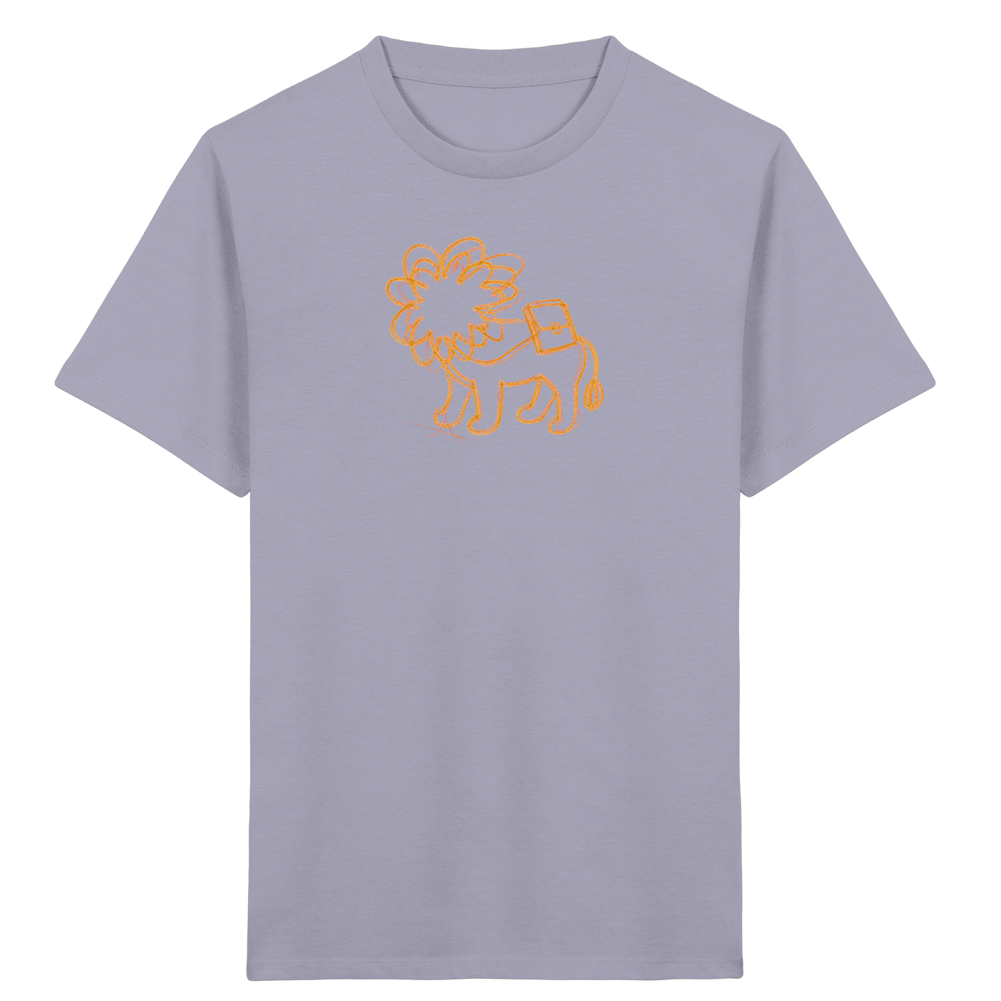 Senfgelber Krakellöwe mit Ranzen - Kinder Bio T-Shirt