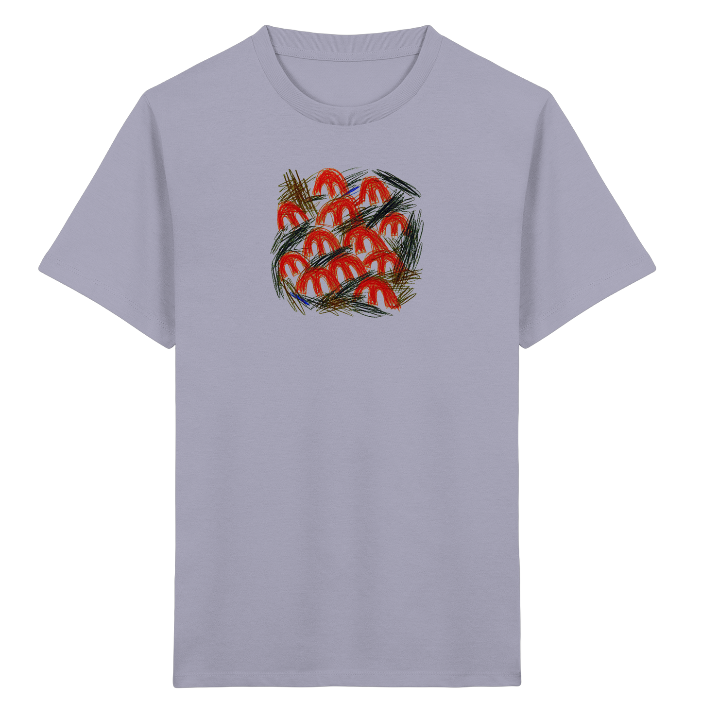 Lavender Kinder Bio T-Shirt mit Pilz-Motiv im Kritzelstil