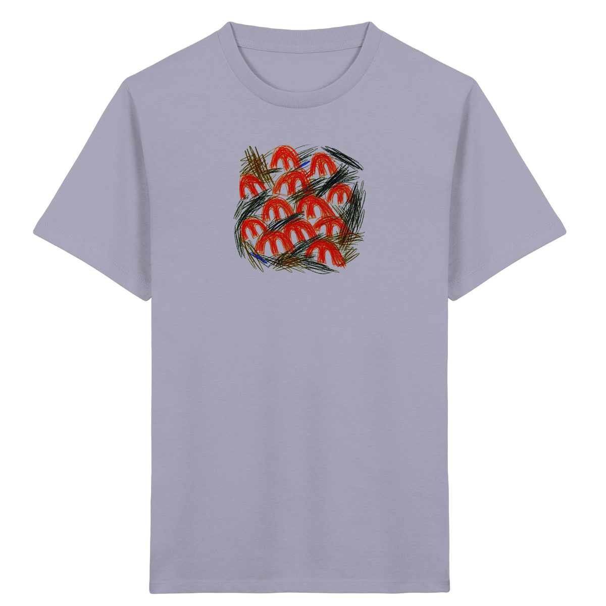 Lavender Kinder Bio T-Shirt mit Pilz-Motiv im Kritzelstil