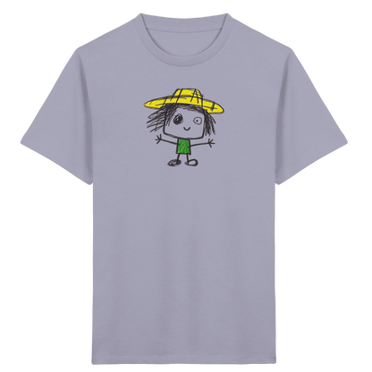 Kritzelkopf mit gelbem Strohhut - Kinder Bio T-Shirt