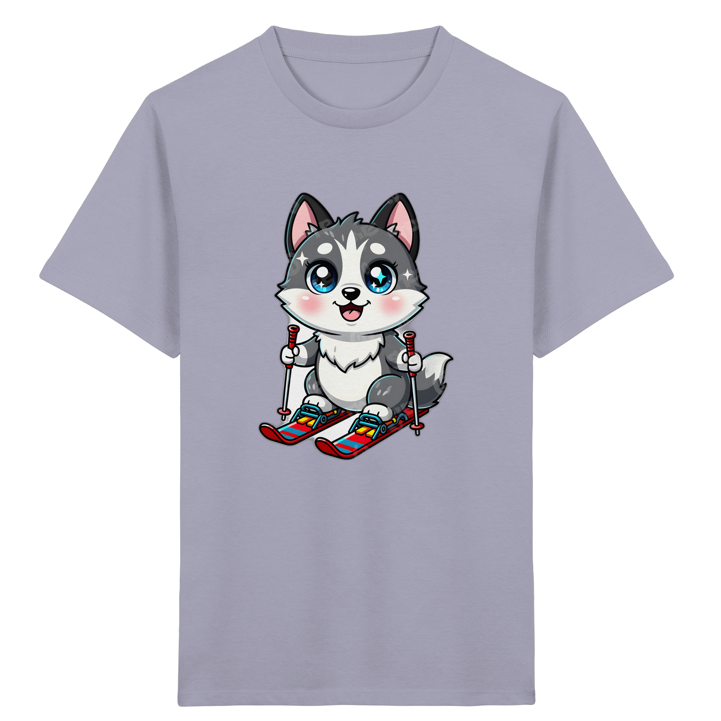 Husky Welpe auf Skiern T-Shirt