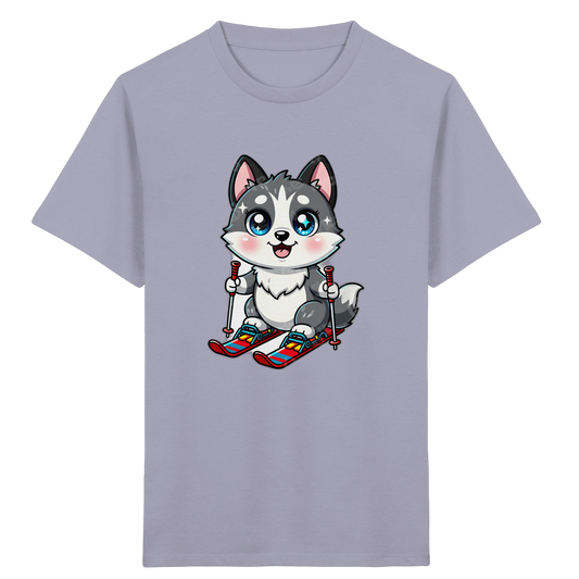 Husky Welpe auf Skiern T-Shirt