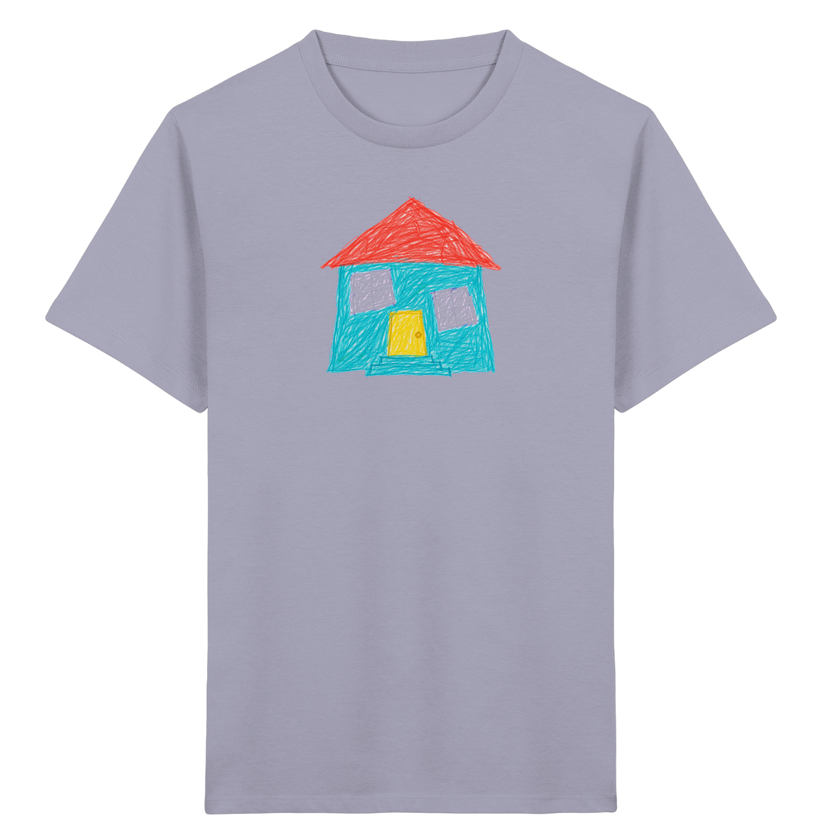 Türkises Haus mit Zwillingsfenstern - Kinder Bio T-Shirt