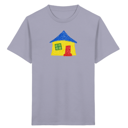 Gelbblaues Haus Kinderzeichnung - Kinder Bio T-Shirt