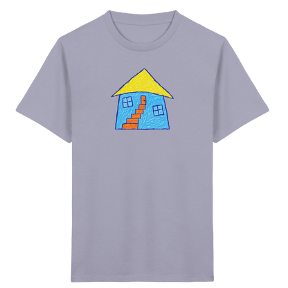 Blaues Treppenhaus Kinderzeichnung - Kinder Bio T-Shirt
