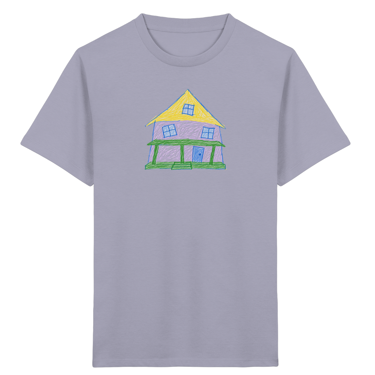 Lila Haus mit Veranda - Kinder Bio T-Shirt