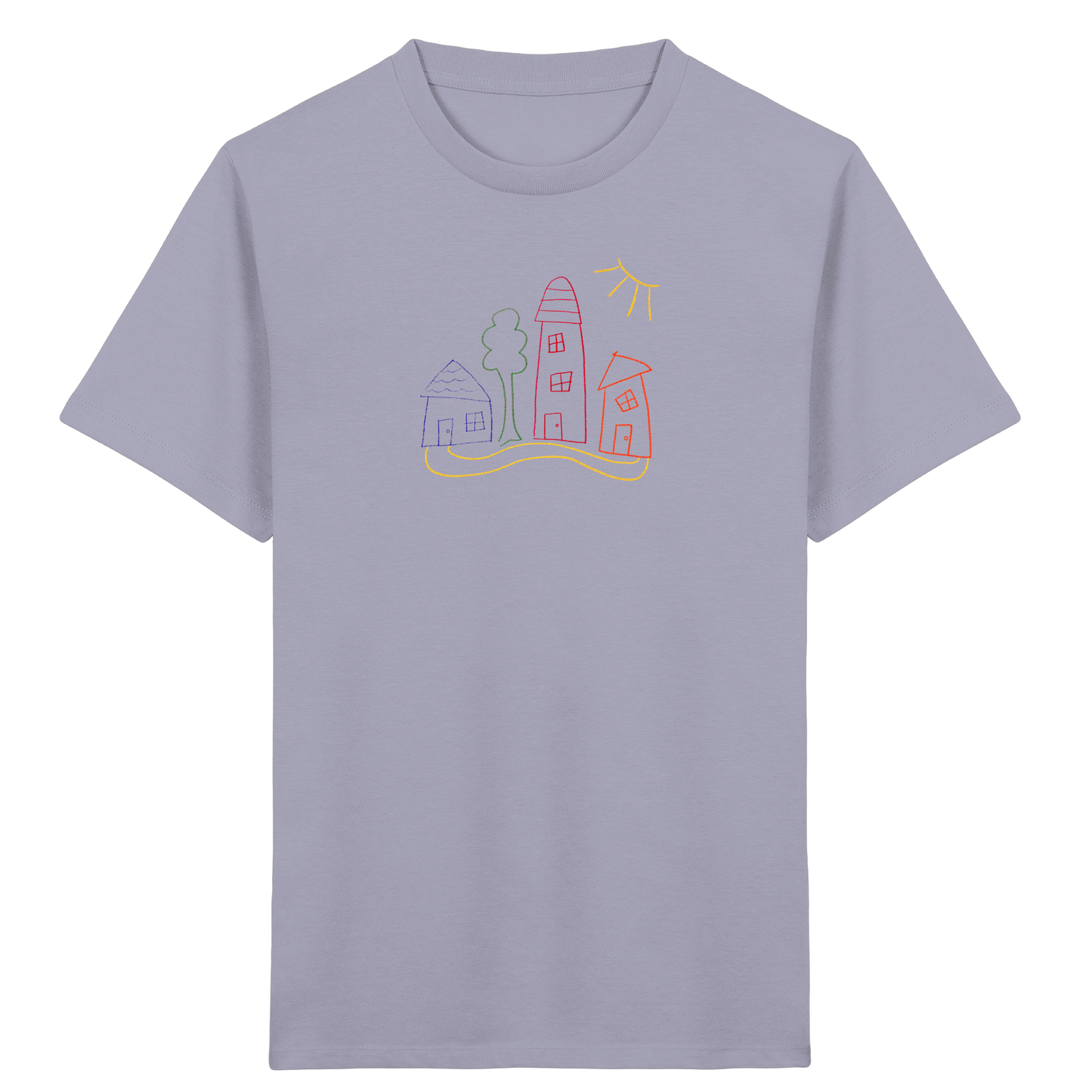 Buntes Dorf T-Shirt für Kinder - Kinder Bio T-Shirt