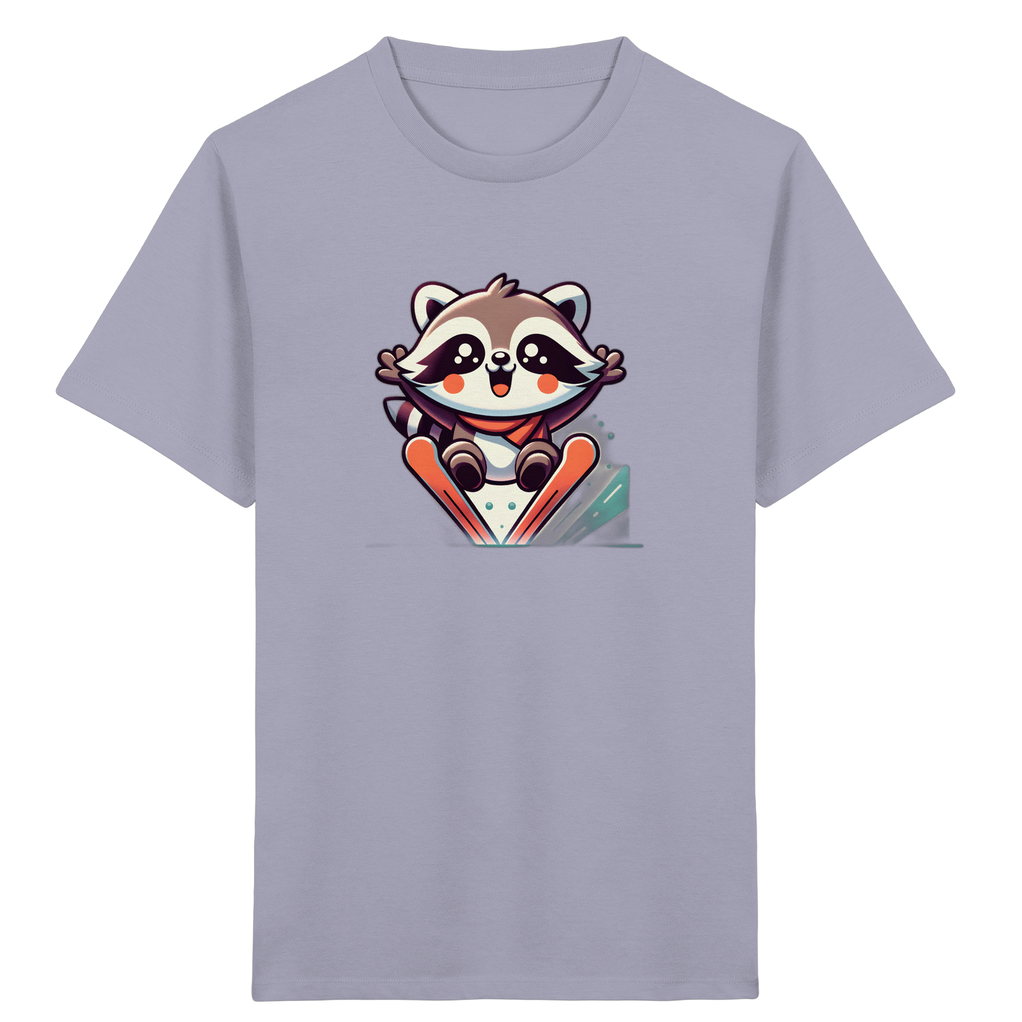 Fröhlicher Waschbär auf Skiern T-Shirt