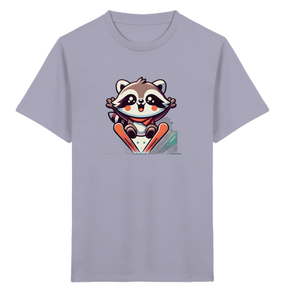 Waschbär auf Skiern – Kinder Bio-T-Shirt