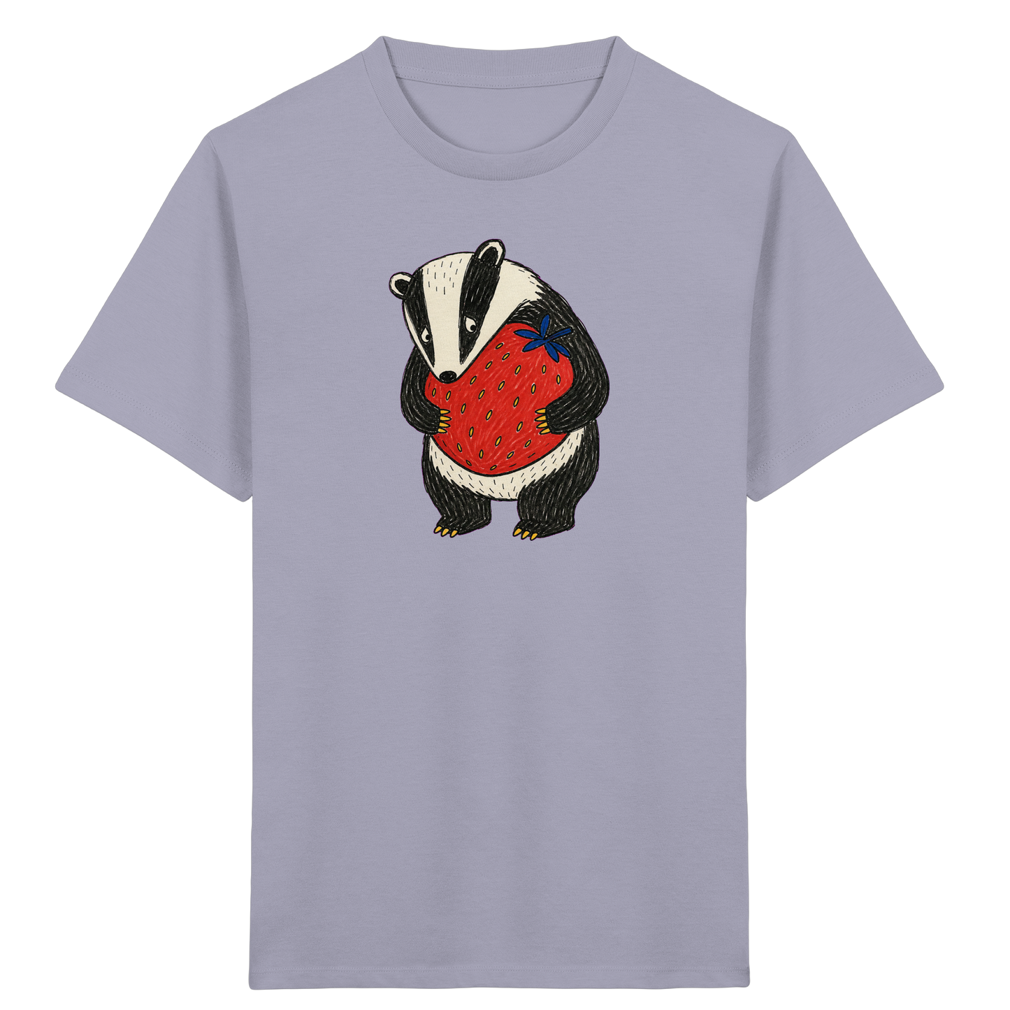 Süßer Dachs mit roter Erdbeere - Kinder Bio T-Shirt