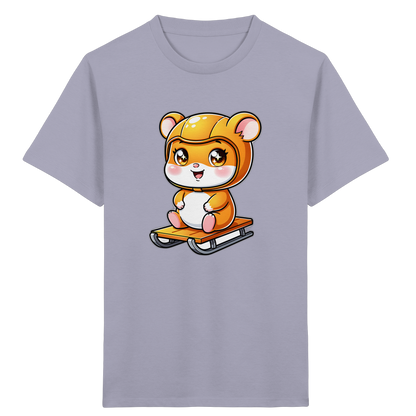 Kinder-T-Shirt mit Hamster auf einem Schlitten