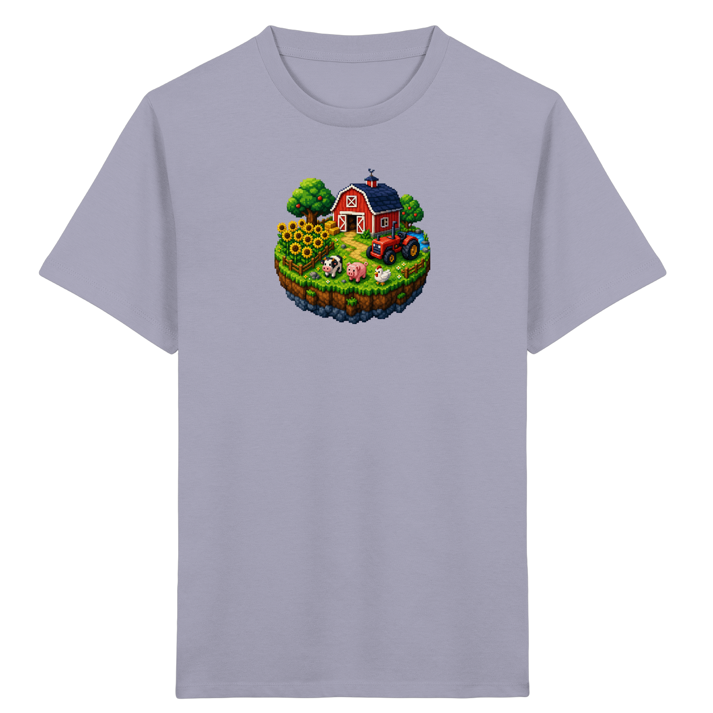 Niedliches Bauernhof Pixel-Art T-Shirt - Kinder Bio T-Shirt
