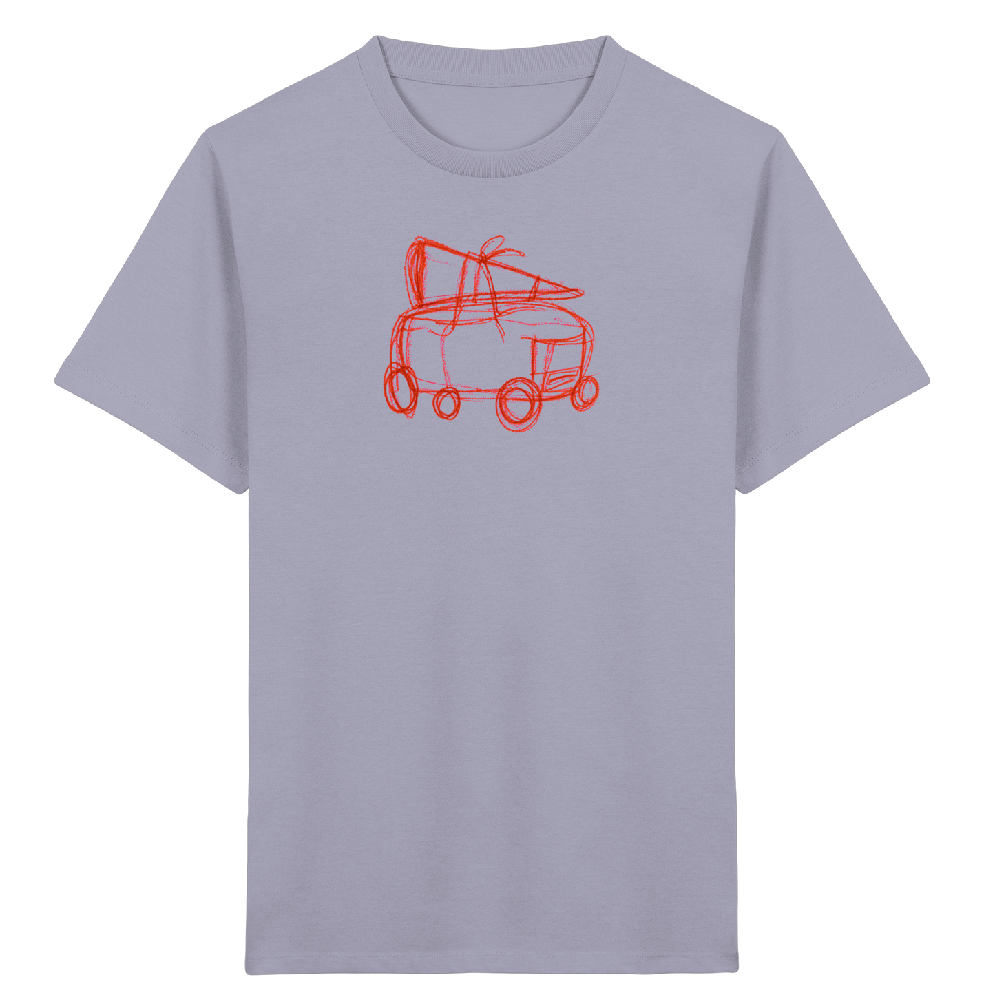 Rostroter Schulbus mit Schultüte - Kinder Bio T-Shirt